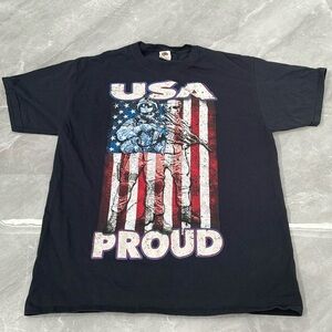 Unisex USA Proud American Flag Fourth of July Fruit of the Loom Shirt